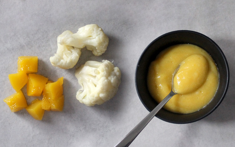 babyhapjes met bloemkool perzik