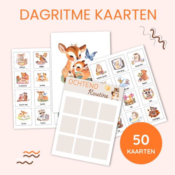 Dagritme Kaartjes voor Kinderen – Schattige Bosdieren