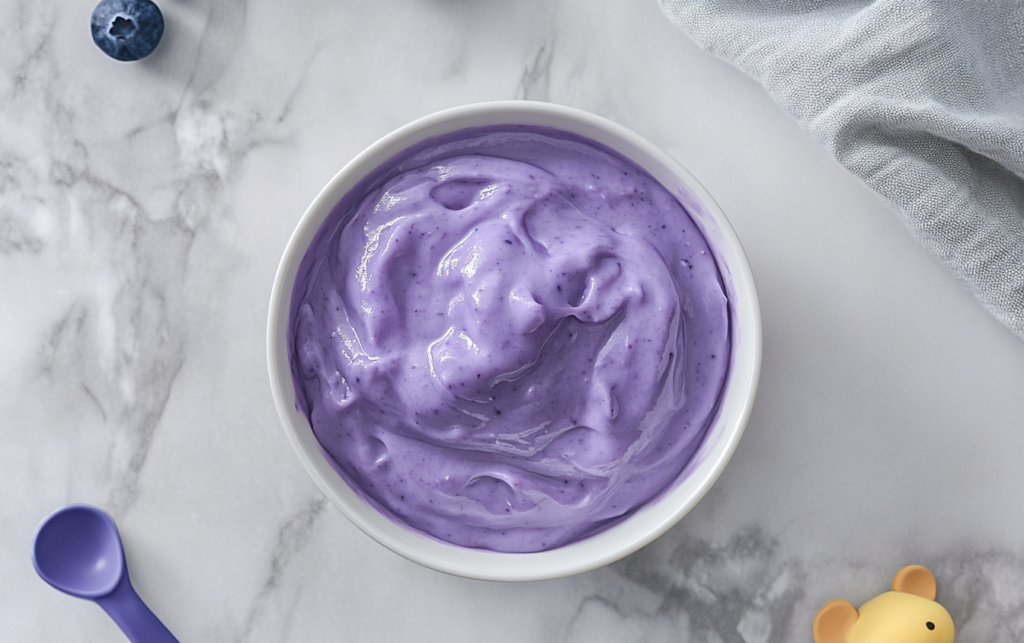 babyhapje met blauwe bessen