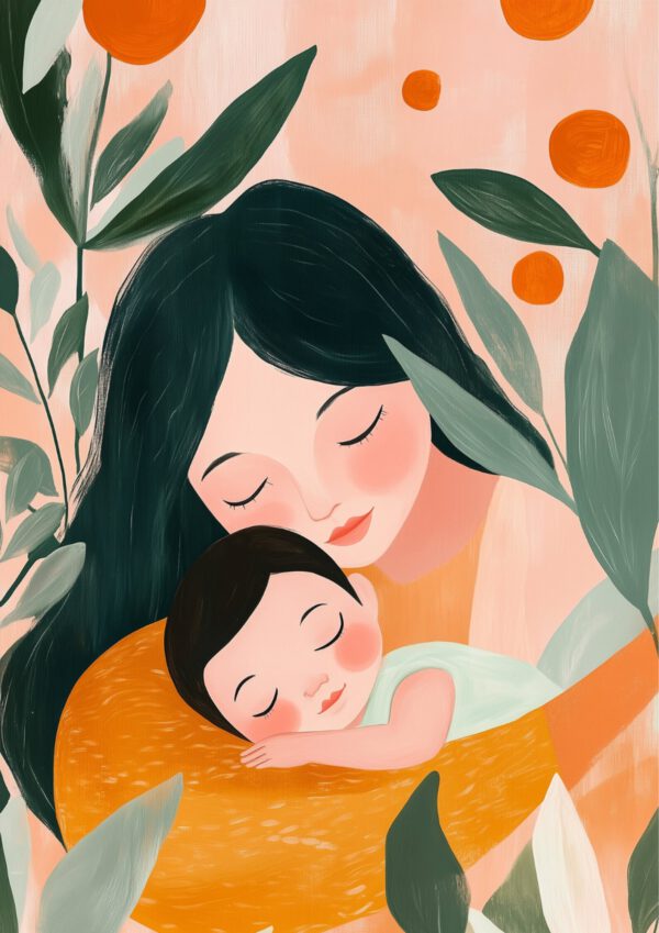 Moeder en Kind Printable Art Salie Sinaasappel - Afbeelding 3