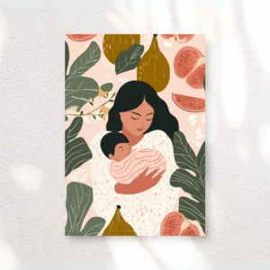 digitale art print moeder kind baby mediterraans vijgen