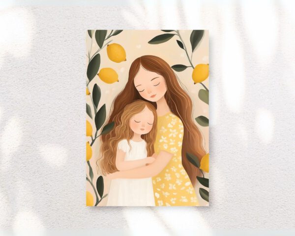 moeder dochter art print printable muurkunst lemons