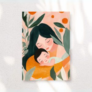 Moeder en Kind Printable Art Salie Sinaasappel