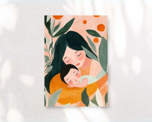 Moeder en Kind Printable Art Salie Sinaasappel