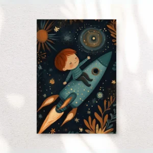 muurkunst jongenskamer ruimte thema raket print