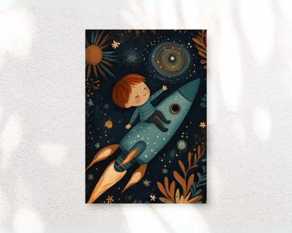 muurkunst jongenskamer ruimte thema raket print