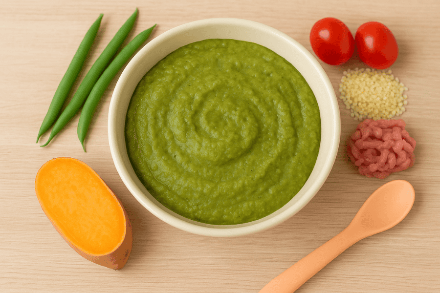 babyhapjes met sperziebonen