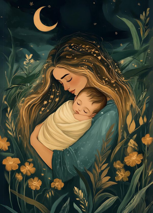 Night Sky Printable Art Moeder Baby - Afbeelding 2