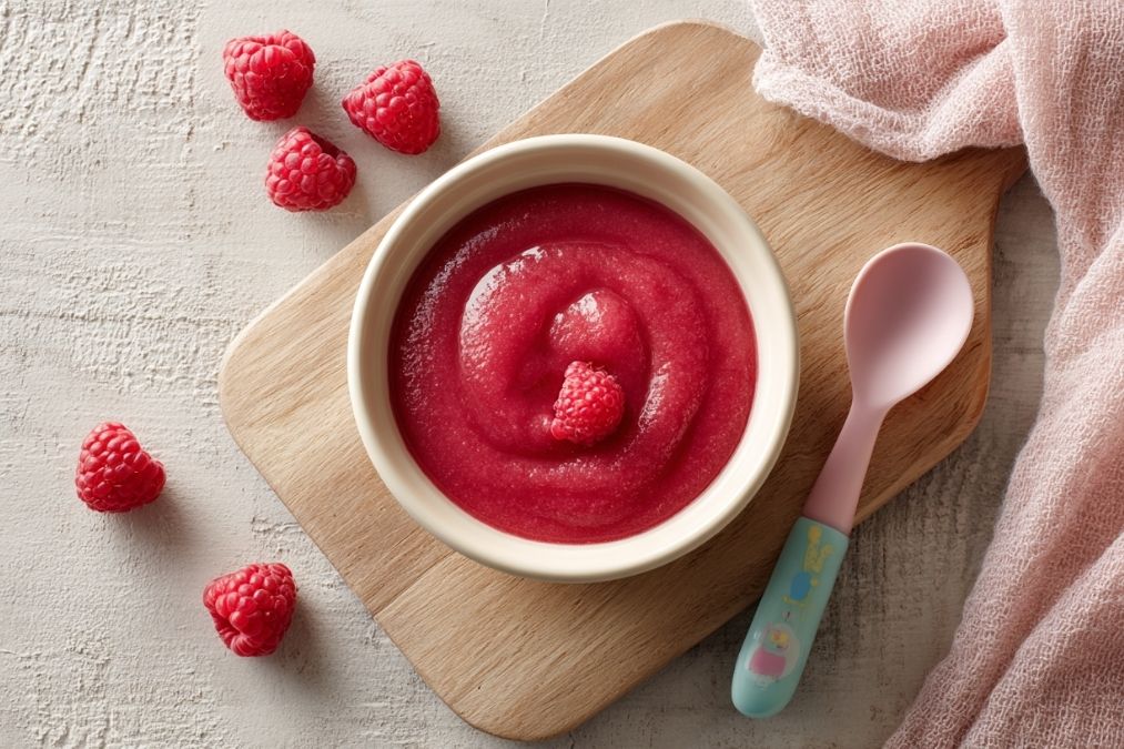 Babyhapjes met framboos frambozen