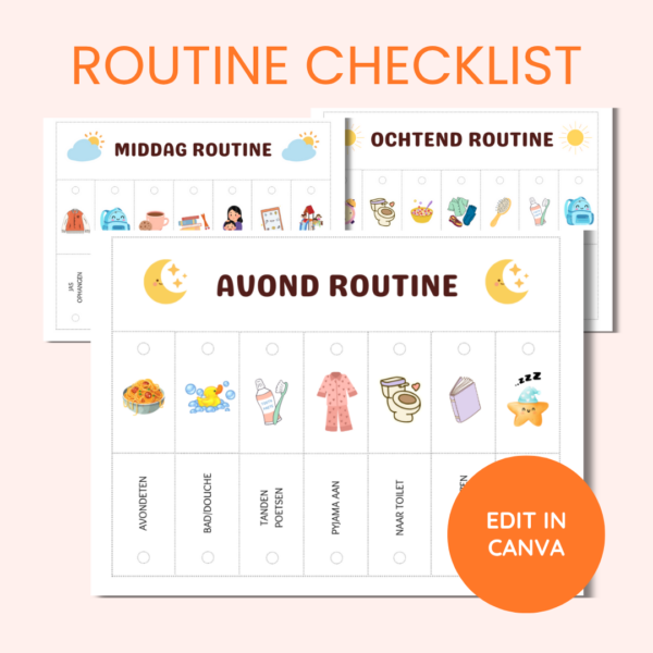Routine kaarten voor kleuters